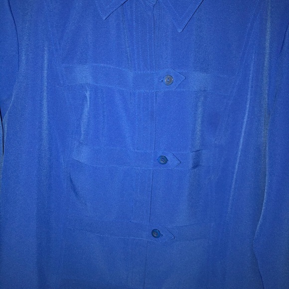 Kathy Che Blouse Bright Blue Front Detail Top - Picture 4 of 9